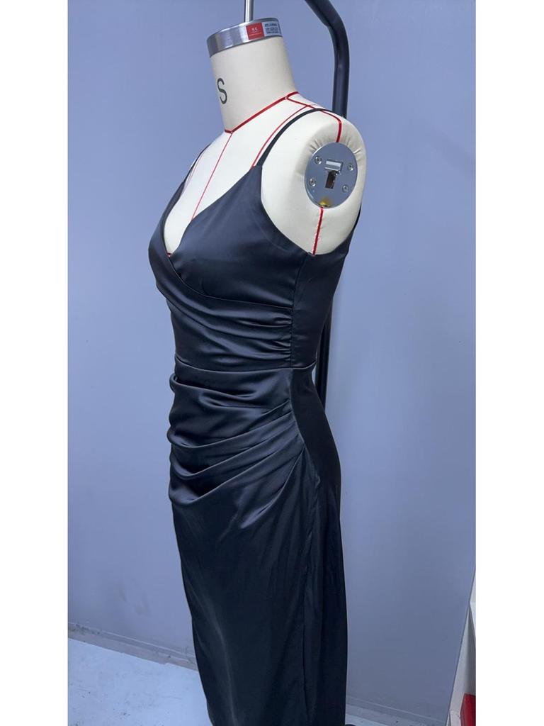 Women's Japanese Silk-like Satin Dress – Spring/Autumn, Sexy Pleated Bridesmaid/Formal Skirt