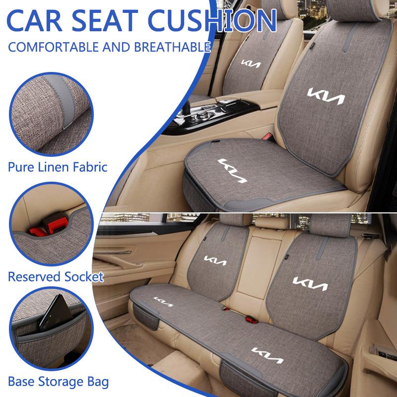 Front/Rear Linen Car Seat Cover Cushion Anti Scratch Protector Pad Keyring For KN Kia Rio Soul Forte Sportage Picanto Niro KN