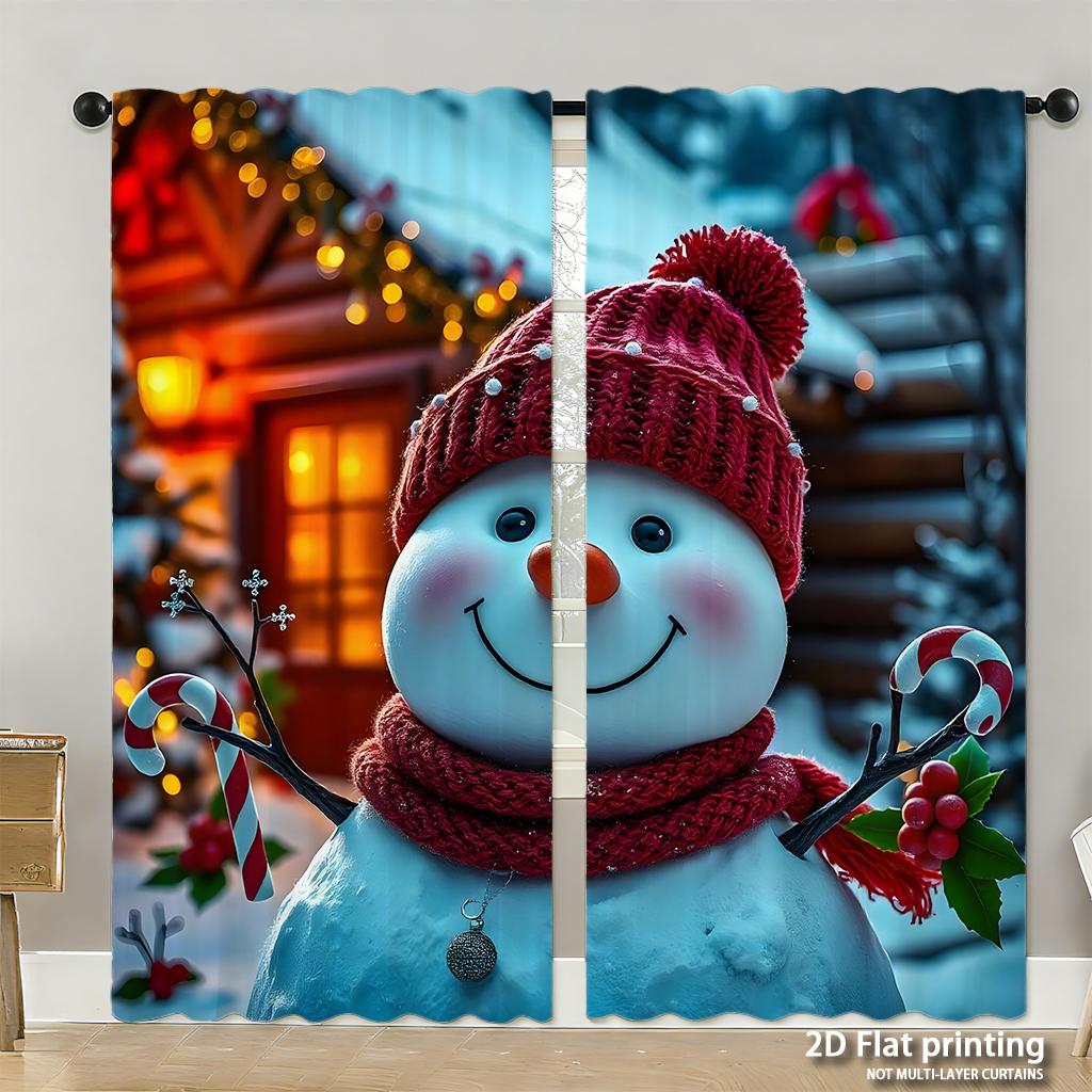 Piece Set High Definition Digital Printed Curtainschristmas Pinecones Redberries Greenbranches Nature Style Seamless Patter Curtains Made Of Polyester