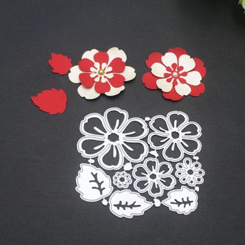 5Pcs//Set Flower Metal Die Cuts,Spring Petal Wedding Flower Leaf Cutting Dies Cut Stencils DIY Scrapbooking Craft Album Decorative Embossing Paper Dies for Card Making