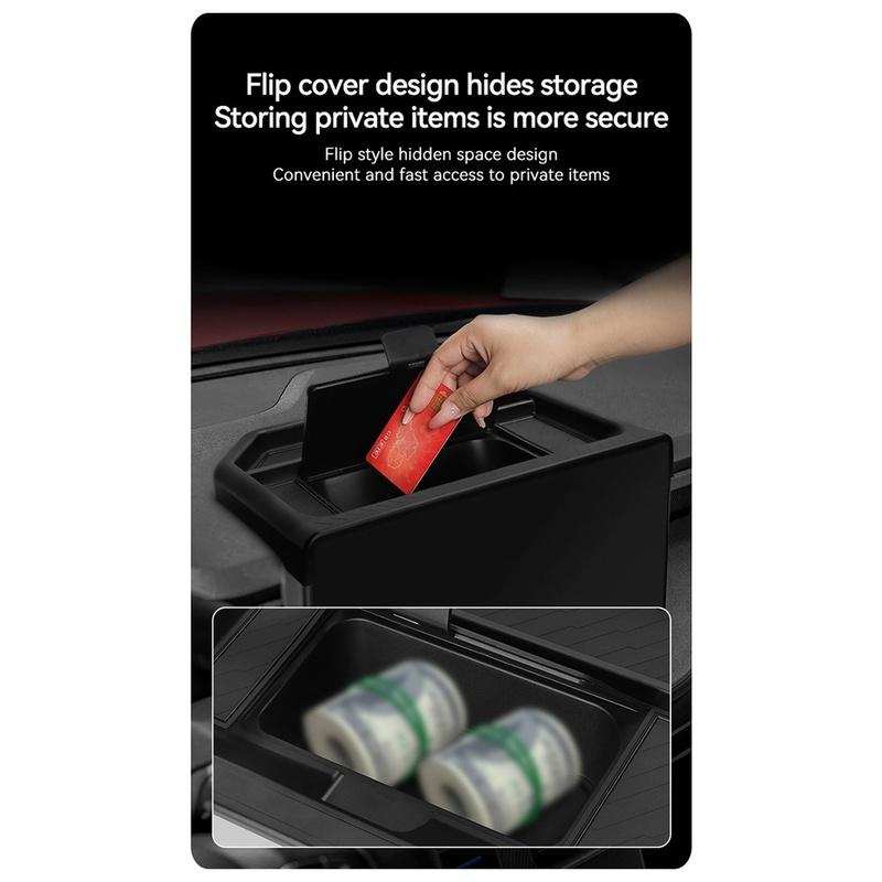 

Black Console Storage Box Magnetic Closure Flip Cover Design Expandable Compartment For Maverick Center Console