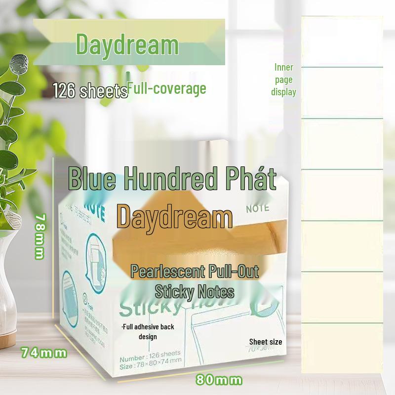 Pearlescent Gradient Sticky Notes: Four-Color Pull-Out, Large Capacity, Adhesive Marking for Students