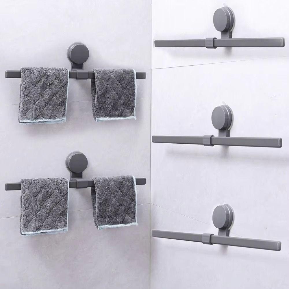 Punch-free No-Drill Towel Bar Cream Style Bathroom Hanging Rod Suction Cup Towel Rack  Wall Mounted