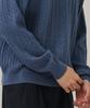 ANALOG MOOD Washable Cable Henley Neck Knit T-Shirt (Blue)