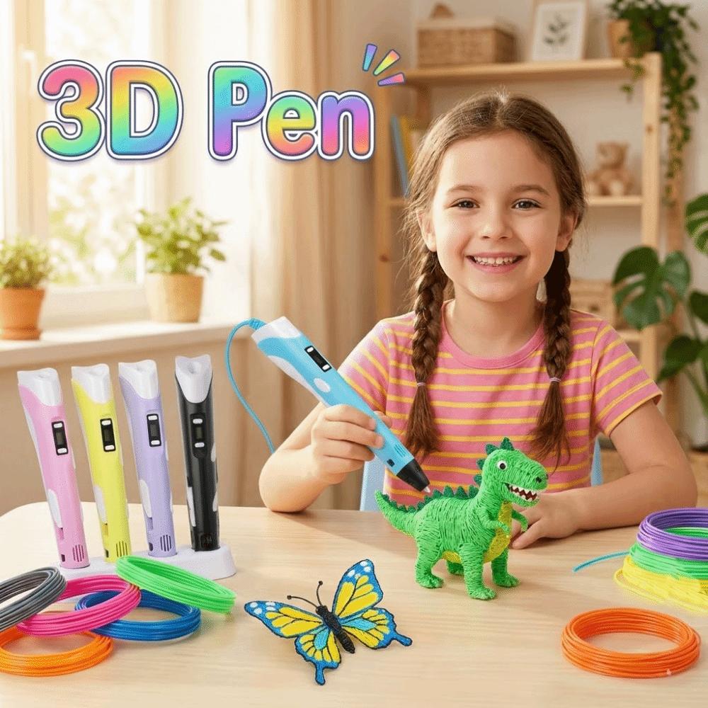 Adjustable Speed 3D Printing Pen LED Display 3D Graffiti Drawing Tool Creative 3D Pen  DIY Project