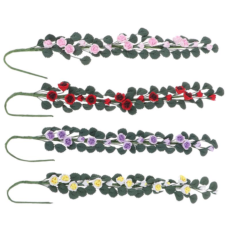 1Pc 1:12 Miniature Dollhouse Rose Flower Vine Doll House Decor Accessories