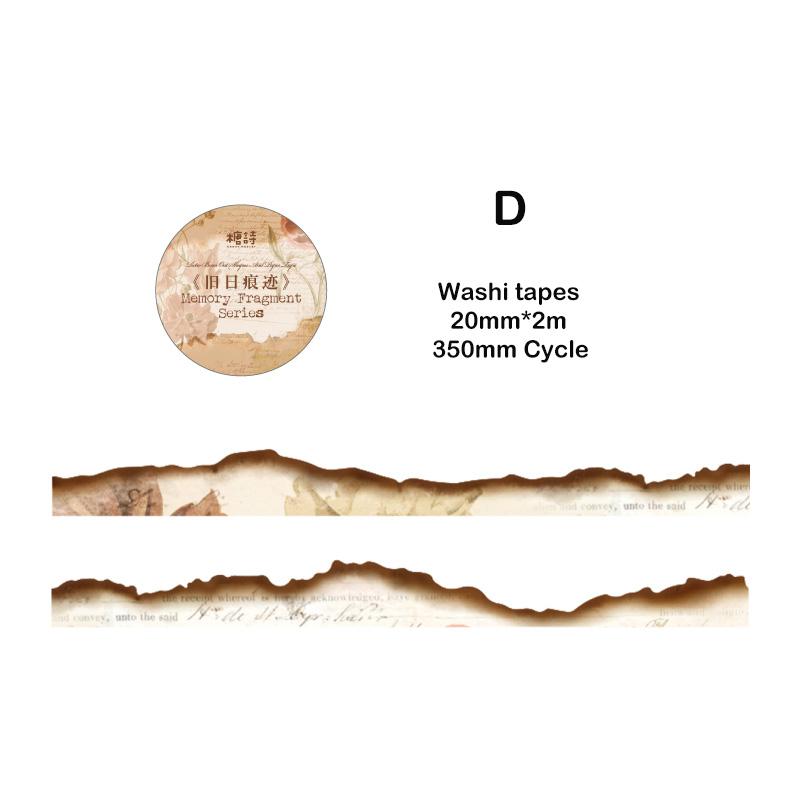 Journamm 20mm*2m Burning Washi Paper Tapes Decor Junk Journal DIY Scrapbooking Vintage Collage Materials Aesth Stationery Tapes