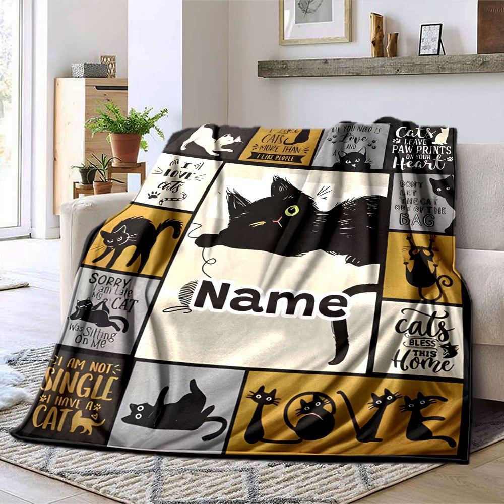 Cats And Quotes Gift Personalized Text Comfortable Texture Versatile For Sofa Couch Office Bed Picnics All Season Use Versatile Accessory Perfect Gift