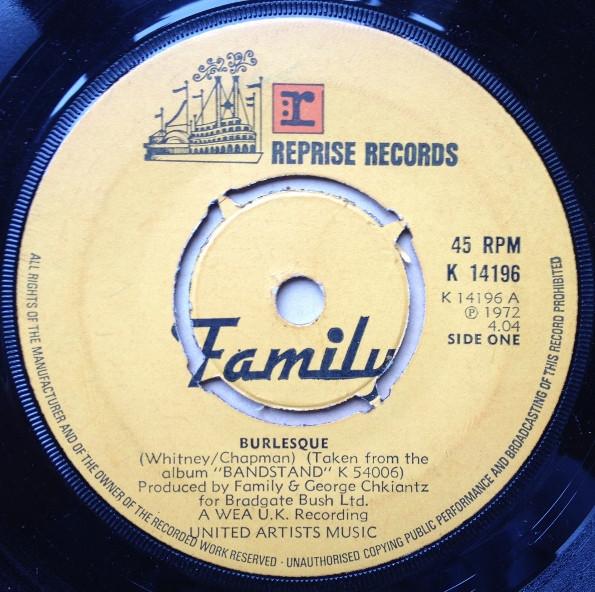

7inch Record FAMILY Burlesque K14196 Reprise Records 1972 UK Rock Used
