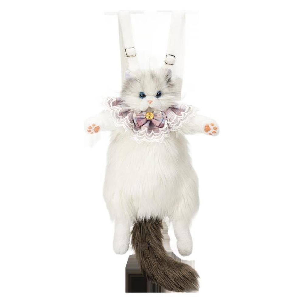 Long-haired Fluffy Cat Doll Backpack Super Realistic Cute Women's Backpacks  Boys Girls