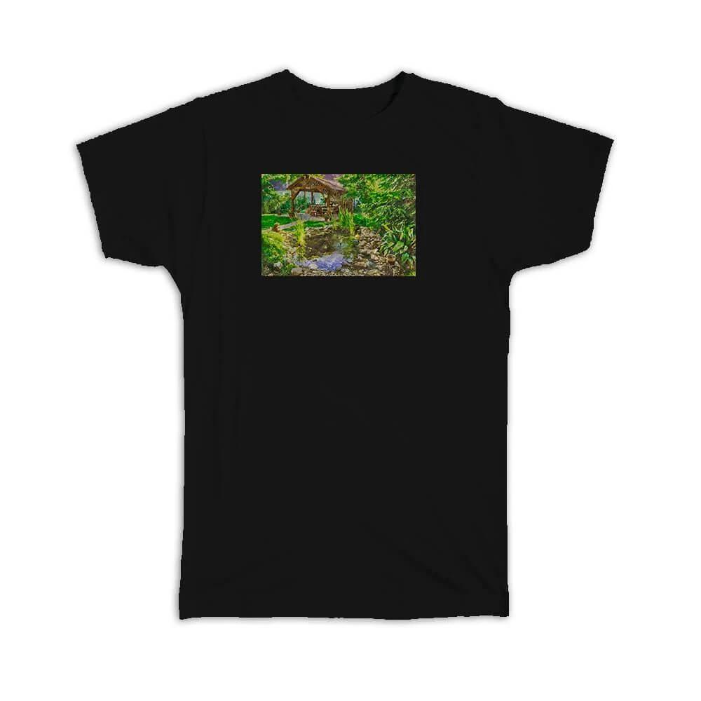 Gift T-Shirt : Watercolor Garden Pond S