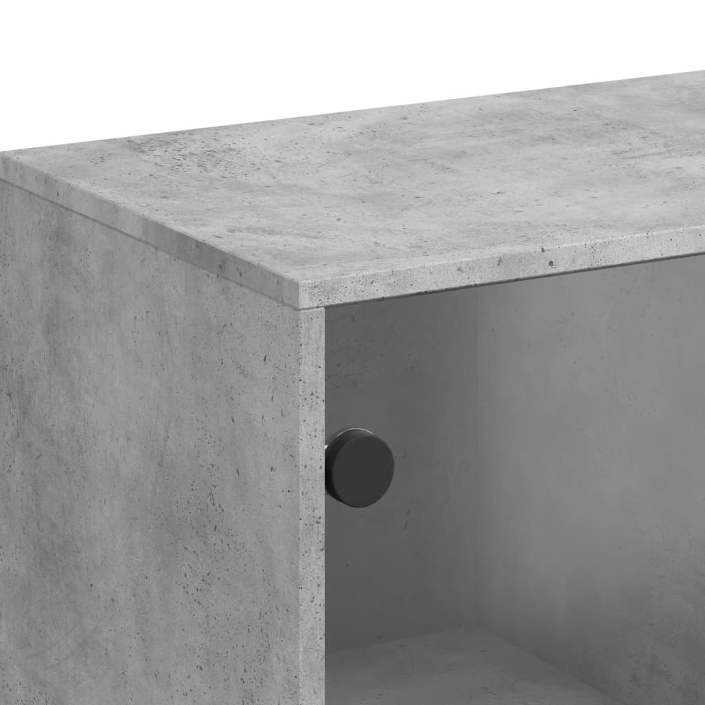 Sideboard with Glass Doors Concrete Grey 69 x 37 x 100 cm