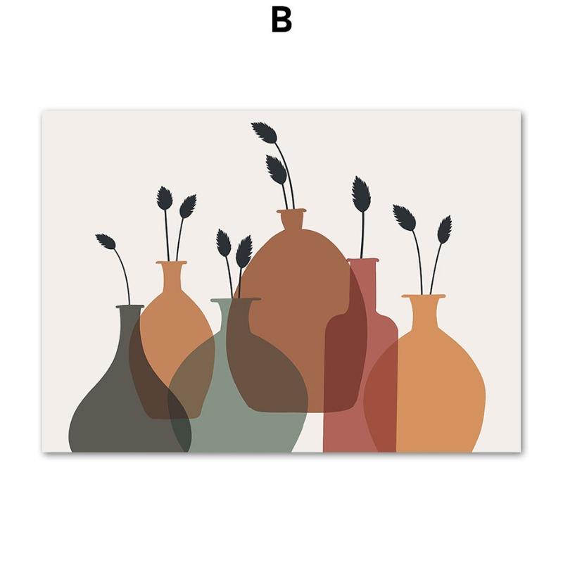 Sun Leaves Rainbow Abstract Geometry Boho Nordic Wall Art Painting Gallery Posters And Prints Wall Picture For Living Room Decor