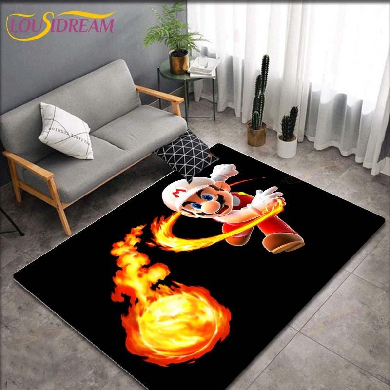 Tapetes com Padrão Anime Mario Bros para Sala de Estar Tapete de Área Antiderrapante Tapetes para Quarto de Crianças Tapete de Yoga Tapete Grande Decoração