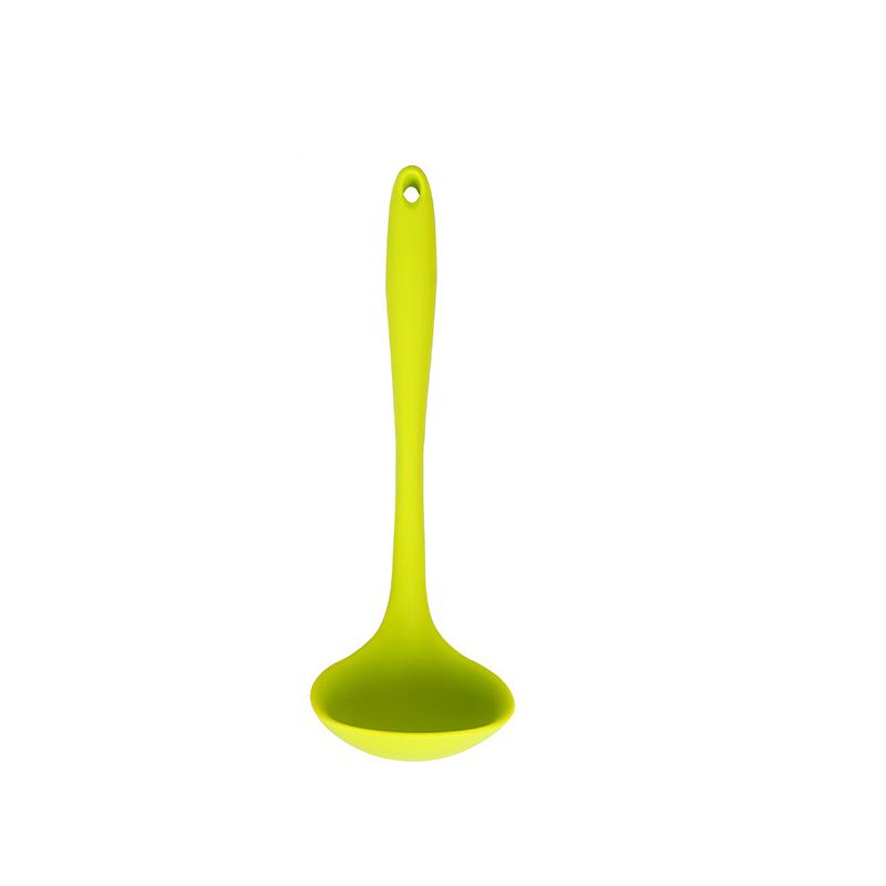 5 Color 200mm Non-stick Silicone Ladle Soup Spoon Heat Resistant Round Scoop All-in-one Silicone Large Spoon Kitchen Utensils