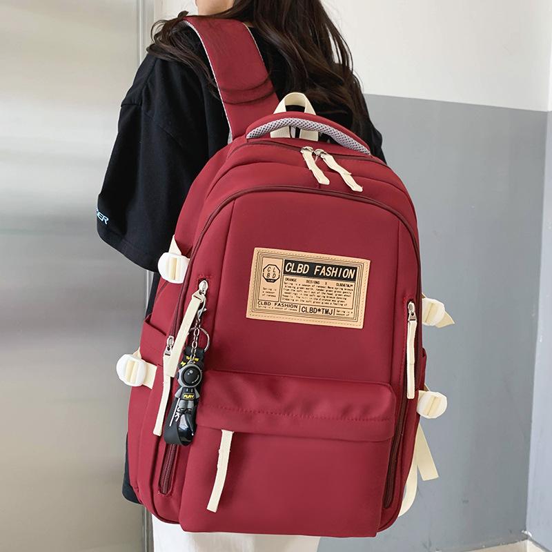 School bag Elementary school students Junior high school students High school students Boys burgundy large capacity backpack