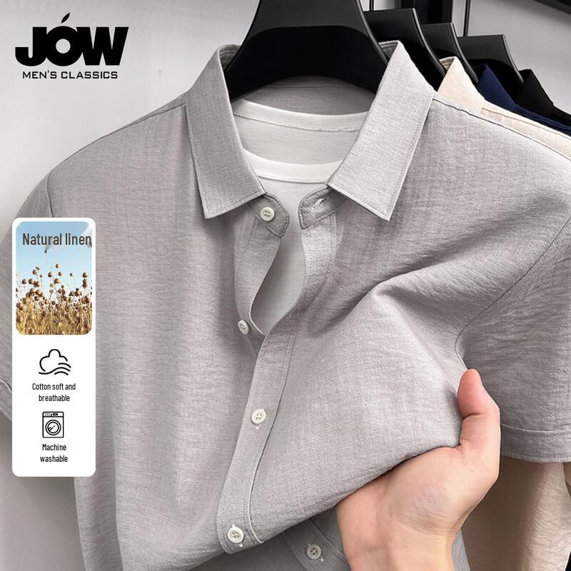 JOW Men s Linen Blend Short-Sleeve Shirt L