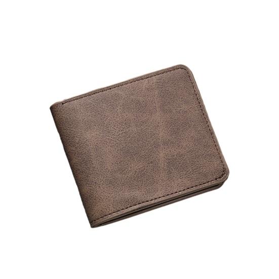 Herren Schlanke Brieftasche Kurze Faltbrieftasche mit Ausweisfenster Minimalistischer Kartenhalter Geldbörse Geschenk für Ehemann Vater