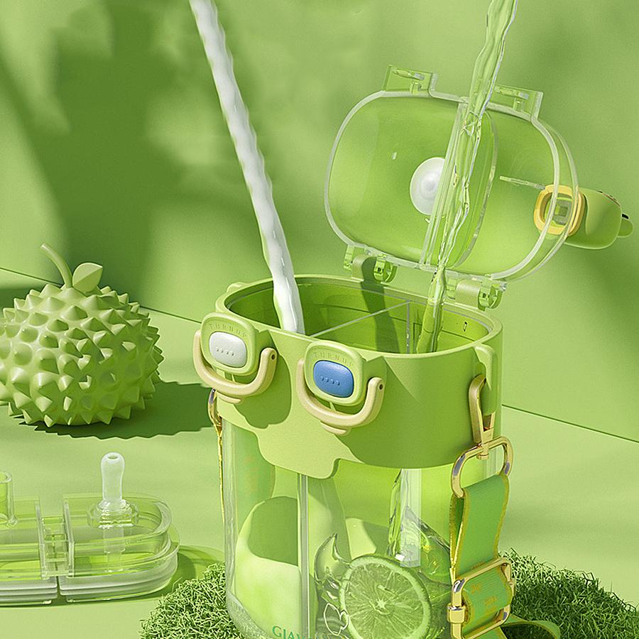 1pc 17.92/26.37oz Portable Leakproof Double Drink Water Bottle with Straw and Strap for School, Sports, and Travel - Stay Hydrated On the Go!