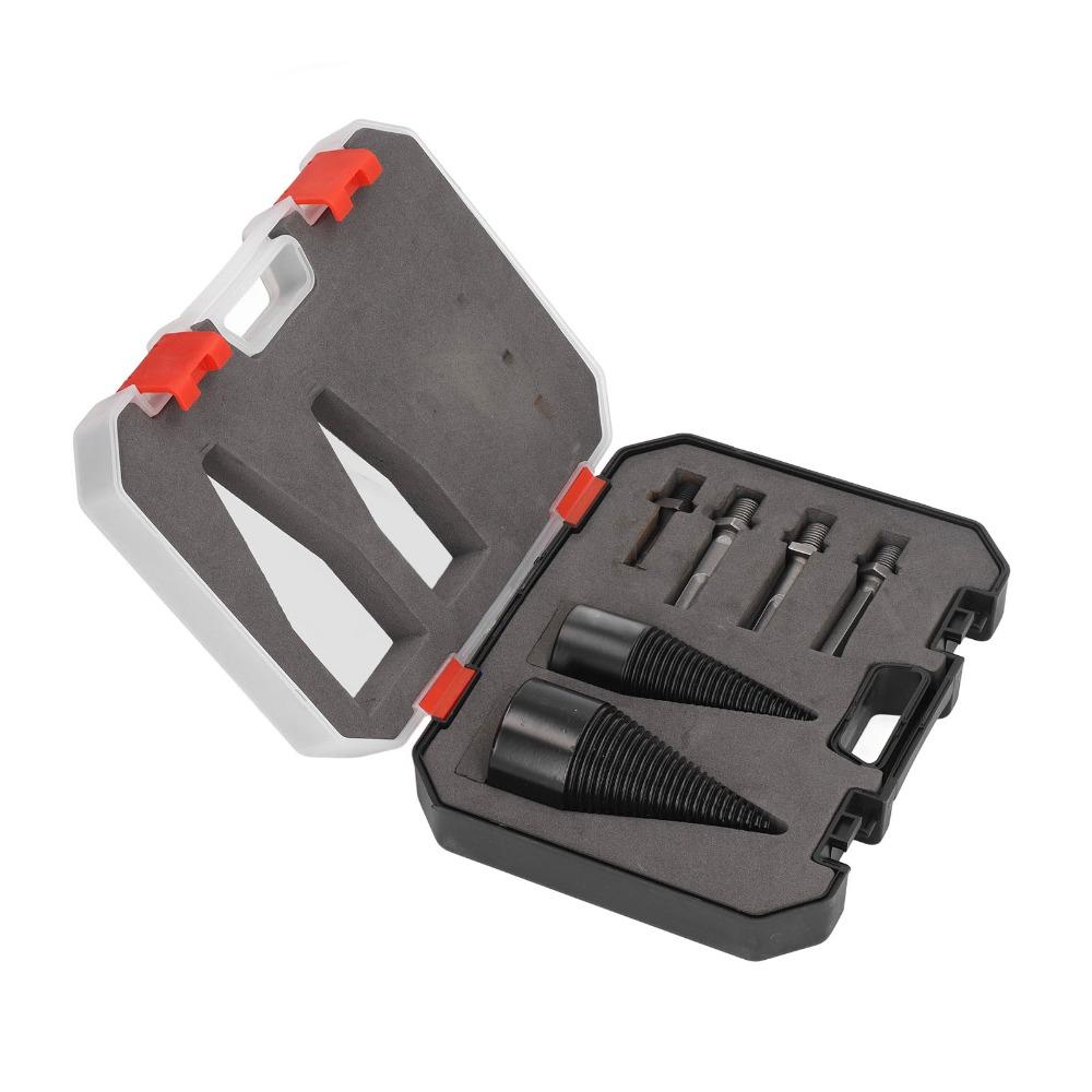 6pcs With 4 Handles Wood Splitter Drill Bit Woodworking Firewood Splitter Household Use