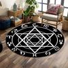 Zodiac Symbols with Mystic Star Design Print Round Rug, Living Room, Bedroom, Playroom Carpet, Non Slip Floor Mat, Gift