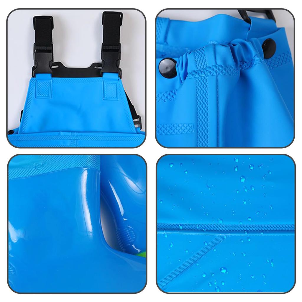 VicBre Lange Wasserdichte Hose mit Schulter Leicht Verletzungsarbeit Sand Aquarium Fußlänge Kinderwathose, Rutschfest, Taille, Träger, An/Aus, Prävention,