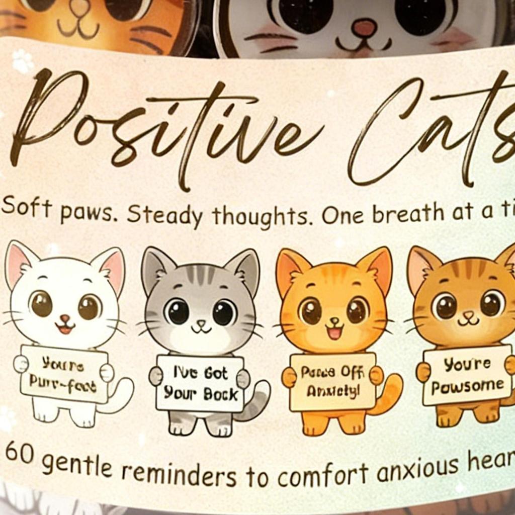 Tägliche Affirmationskarten 60 Stück Katze Ermutigungskarten Positive Katze Glas Für Frauen Männer Kollegen Schreibtischdeko Achtsamkeit Mental