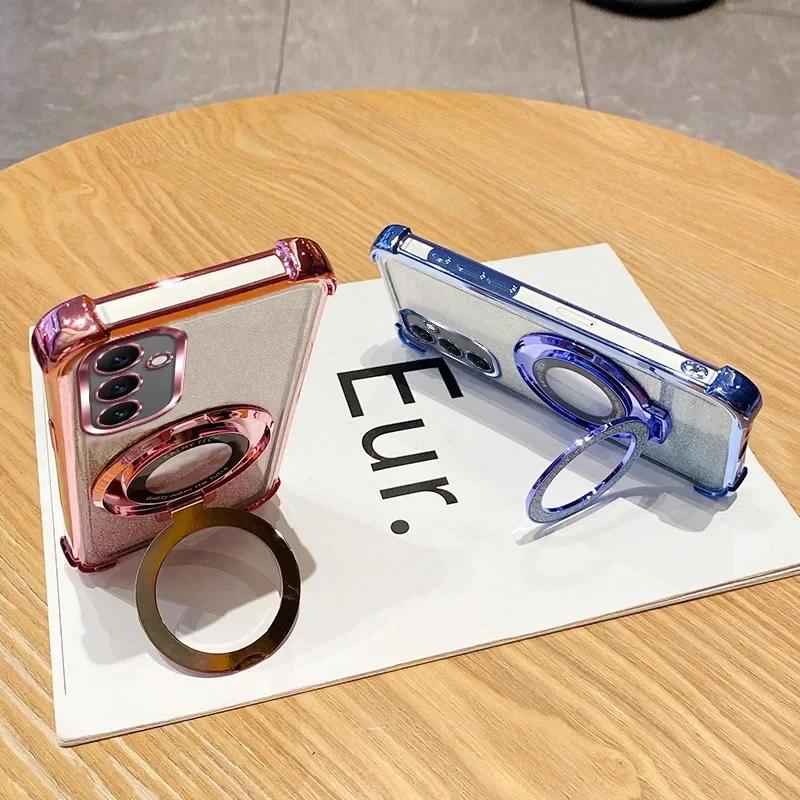 Luxury with bracket Glitter Case For Samsung Galaxy A06 A05 A05S A14 A15 A16 A25 A26 A56 A34 A35 A36 A52 A53 A54 A55 Case Holder