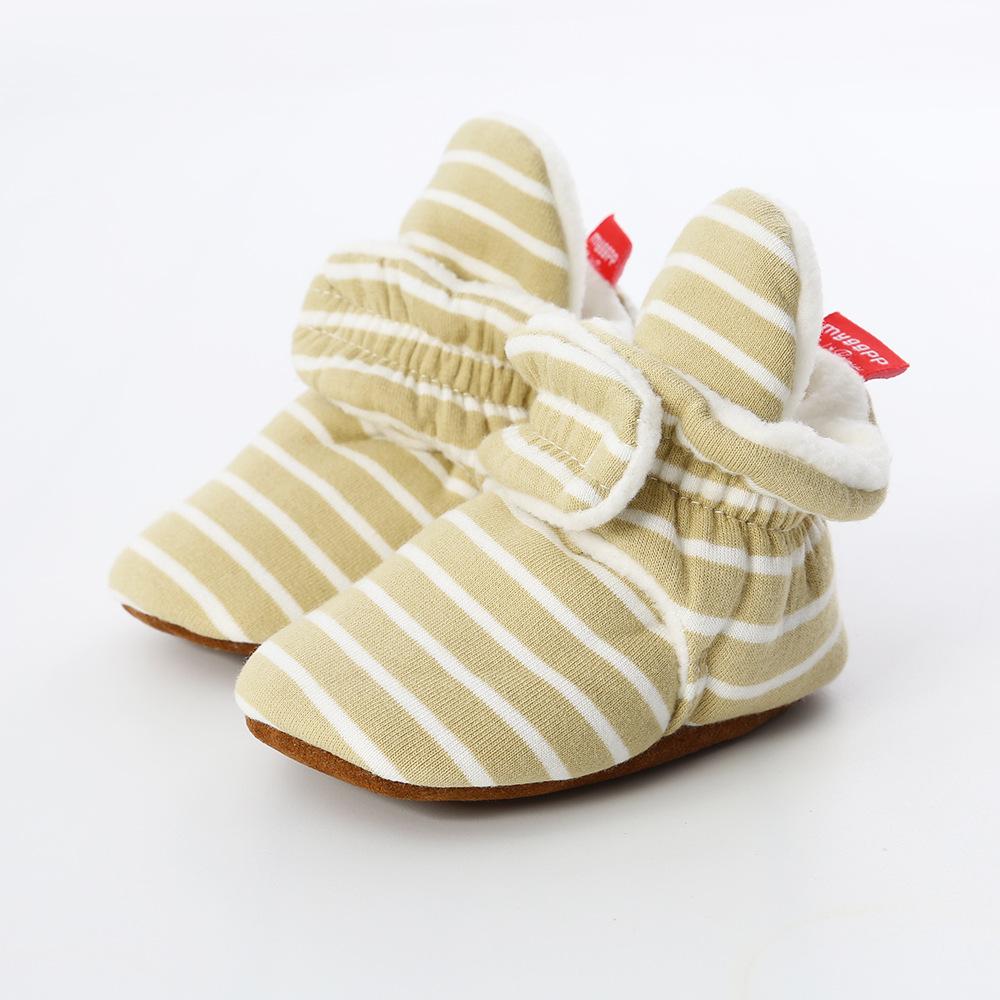 MYGGPP Striped Knitted Fabric 0-1 Years Old Baby Soft Bottom Shoes Baby Shoes Warm Shoes Baby Socks Overshoes