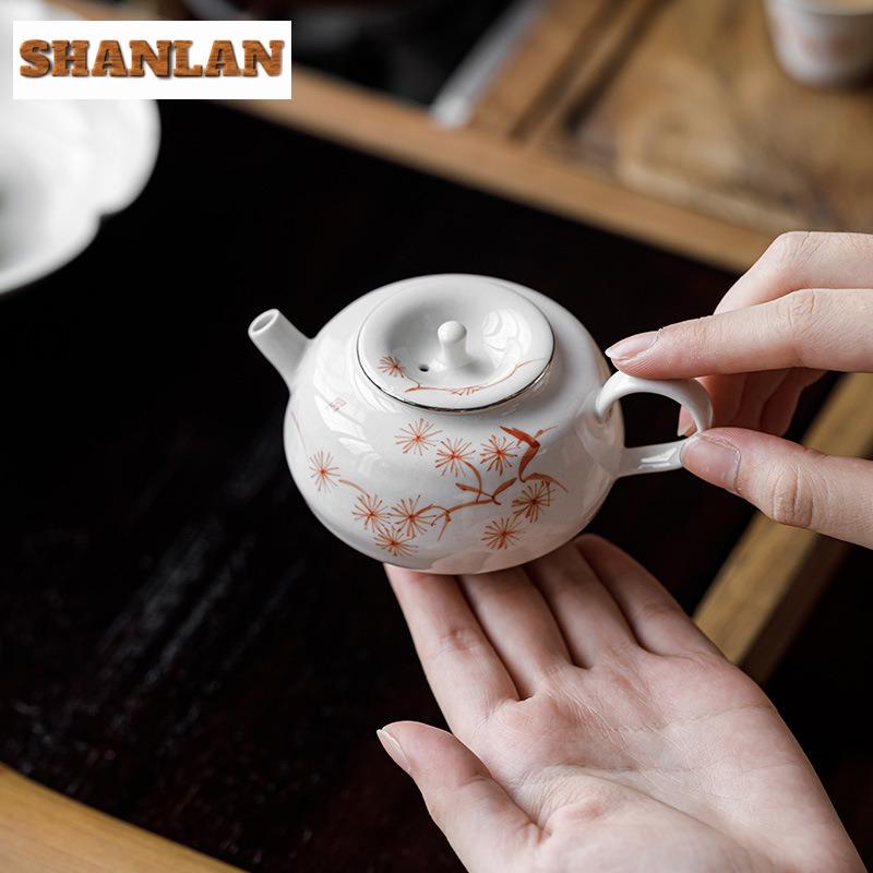 150Ml Plant Ash Hand-Painted Pine Teapot Boutique Tea Infuser Pot Brewing Kettle With Ball Hole Services Decoration Gift