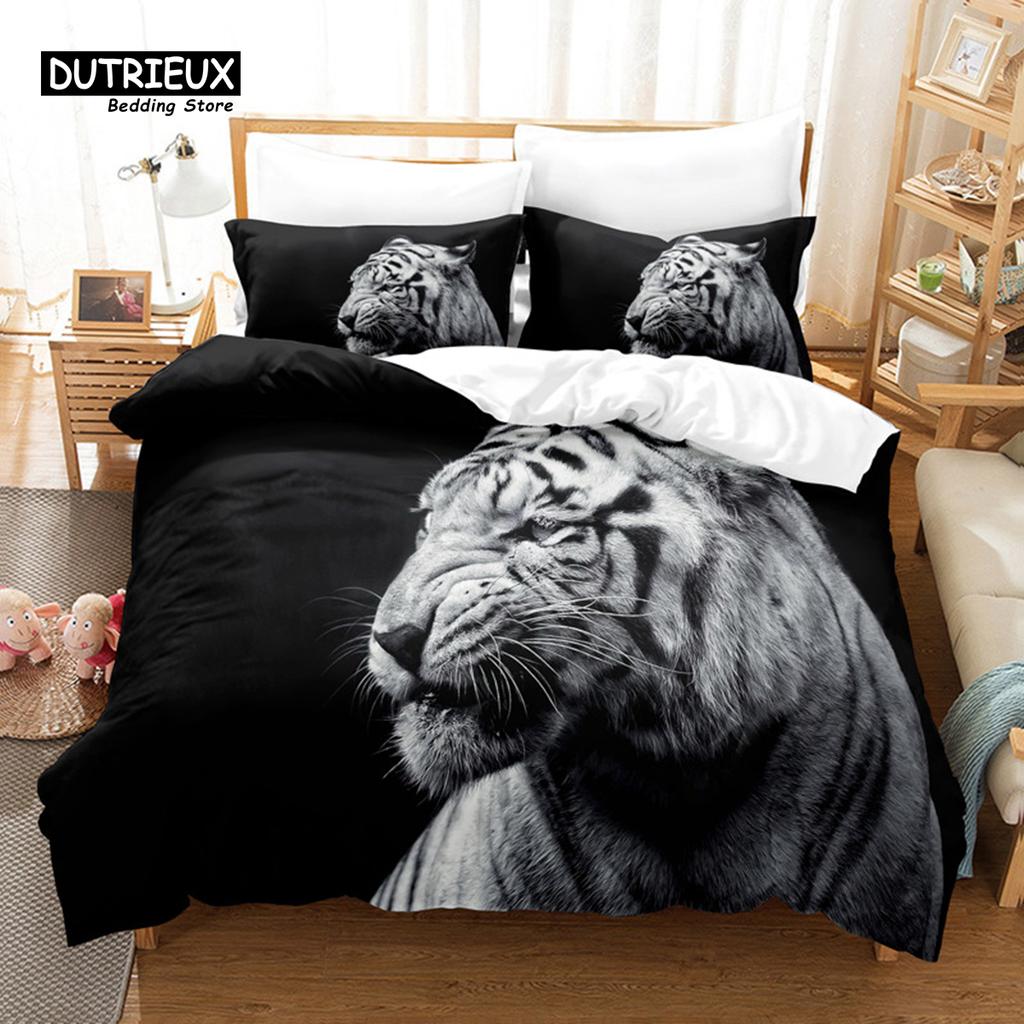 Tiger Digital Printing Bedding Set, Duvet Cover, 3D Bedding, Linen, Queen Size, Fashion Design