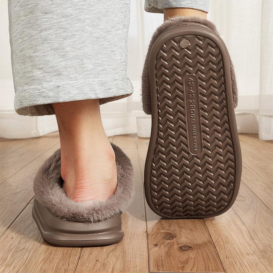 Pantofole invernali da uomo, calde, con fodera in peluche, suola in EVA, infradito da interno, tomaia impermeabile, comode scarpe da casa in memory foam, taglie forti