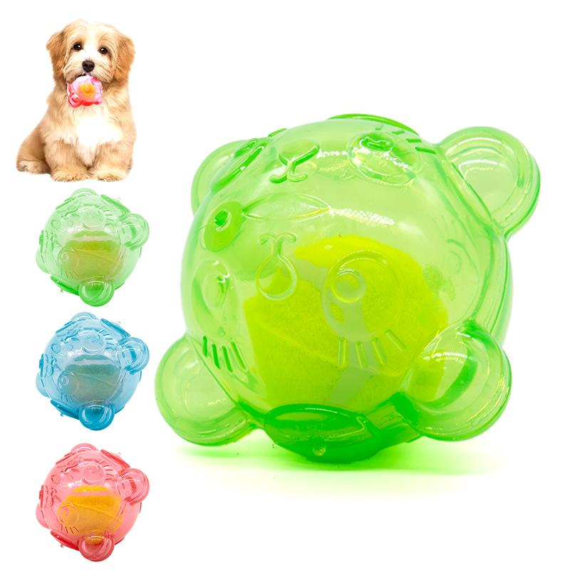 Haustier Hund Kauspielzeug Niedlicher Bärenkopf Bissfest Welpenspielzeug mit Zahnreinigungssound Hundespielzeug Groß Klein Hund Quietschspielzeug