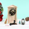 High Quality 1 Set Dollhouse Accessories Mini House Atrium Tree Wreath Broom Carpet Bucket DIY Christmas Atmosphere Dooryard Scene Ornaments
