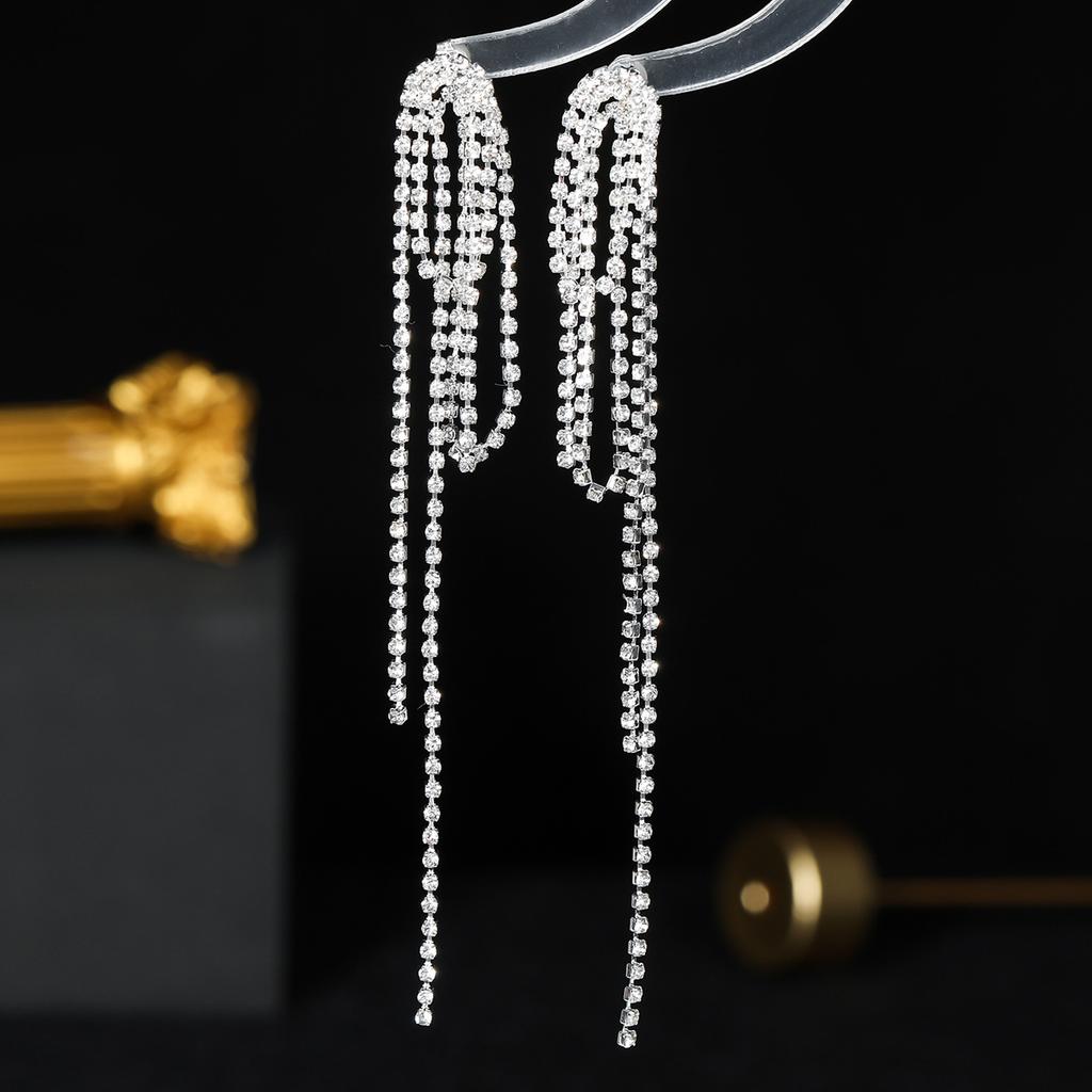 Boucles d'oreilles tempérament Net Red Plein Diamants Longues Pampilles Ins Tendance Boucles d'oreilles Mode Boucles d'oreilles Exagérées Grandes Boucles d'oreilles Boucles d'oreilles Femme 1 Paire