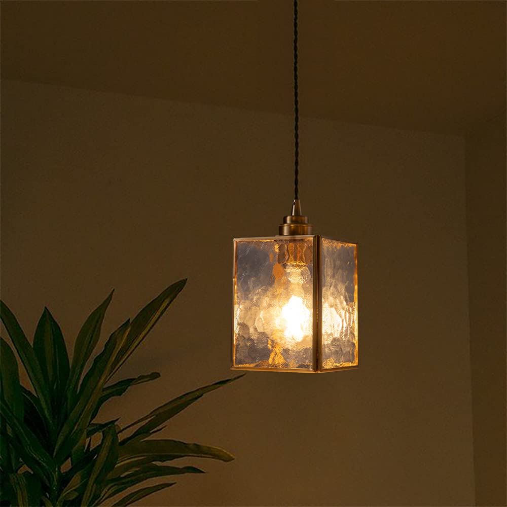 Chende Pendant Glass and Hanging for Living Dining Ceiling LED Bulb Room Light, Brass, 1-Light, Stylish, Nordic, Retro, Simple, Antique, Lamp,