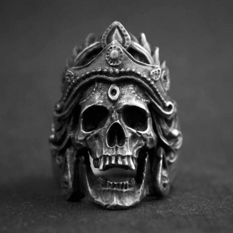 Unique Indian Crown Skull Ring Domineering Skull Ring