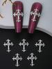 10pcs Gold SilverCross Nail Charms 3D White Pink Rhinestones Nail Art Decorations DIY Nail Gems Nail Supplies