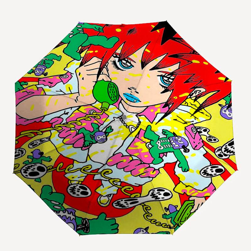 1pc Anime Character Outdoor Umbrella - Automatic Opening/Closing, Portable 3-Fold Design with 8-Bone Iron Frame - Perfect Gift for Fans, Traveler