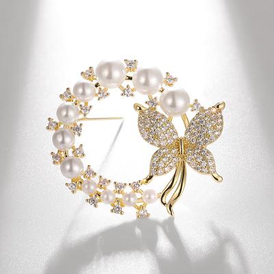 Pearl Butterfly Brooch with High-end Feel Delicate Fragrance Exquisite Luxury Temperament New Trendy Exquisite Chest Flower Brooch