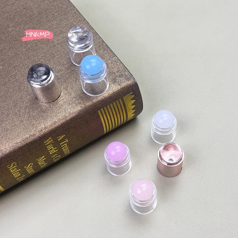 1Pc Erasable Mini Single Head Silicone Nail Stamping Tool with Scraper French Tip Jelly Transfer Stencil for Nail Art