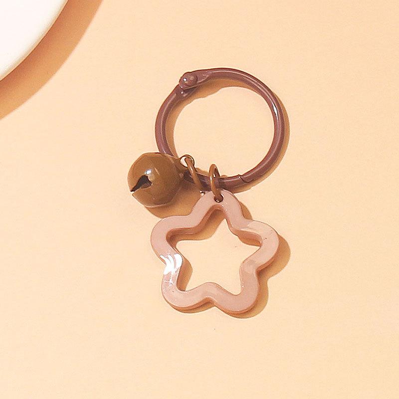 2pcs Korean Version of Ins Small Fresh Color Small Star Bell Keychain Candy Color Keyring Pendant Women Bag Keychain Accessories