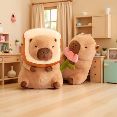 Cute Capybara Plush Toy with Turtle Backpack Soft Stuffed Animal Kapibala Doll for Kids Birthday Christmas Gift