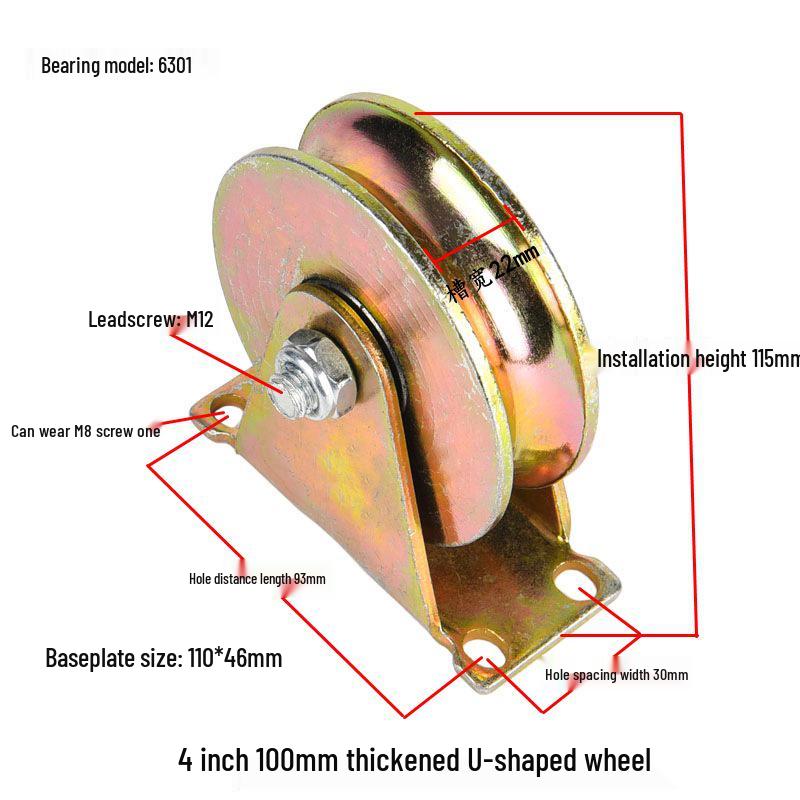 V, U, and H-Type Track Pulleys: Sliding Door V-Groove Wheels with Bracket