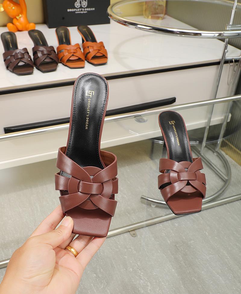 6-centimeter high-heeled women's sandals, women's woven summer open-toe high-end flip-flops T59