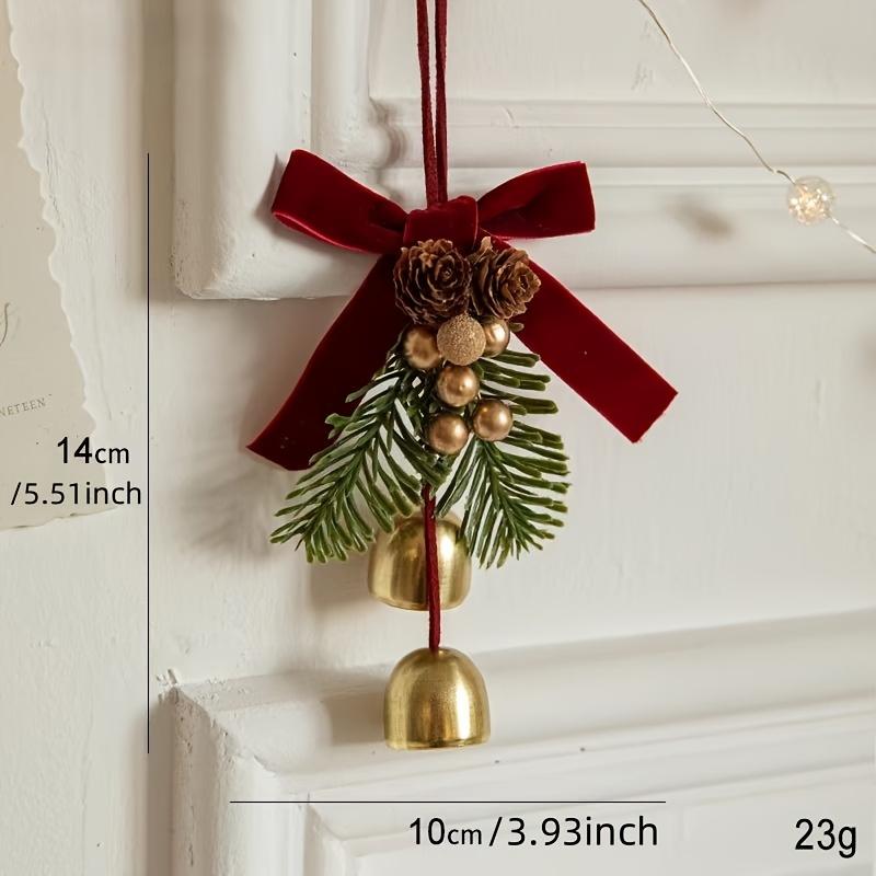 1pc Classic Christmas Door Hanger, Bow and Bell Ornament, Stainless Steel Holiday Tree Decoration, No Feathers, Electricity-Free Festive Accessory