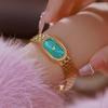 Dames Tiffany Blauwe Wijzerplaat Horloge Luxe Roestvrij Staal Armband Quartz Polshorloge Mode Simpel Elegant Dames Klok Cadeau Nieuw