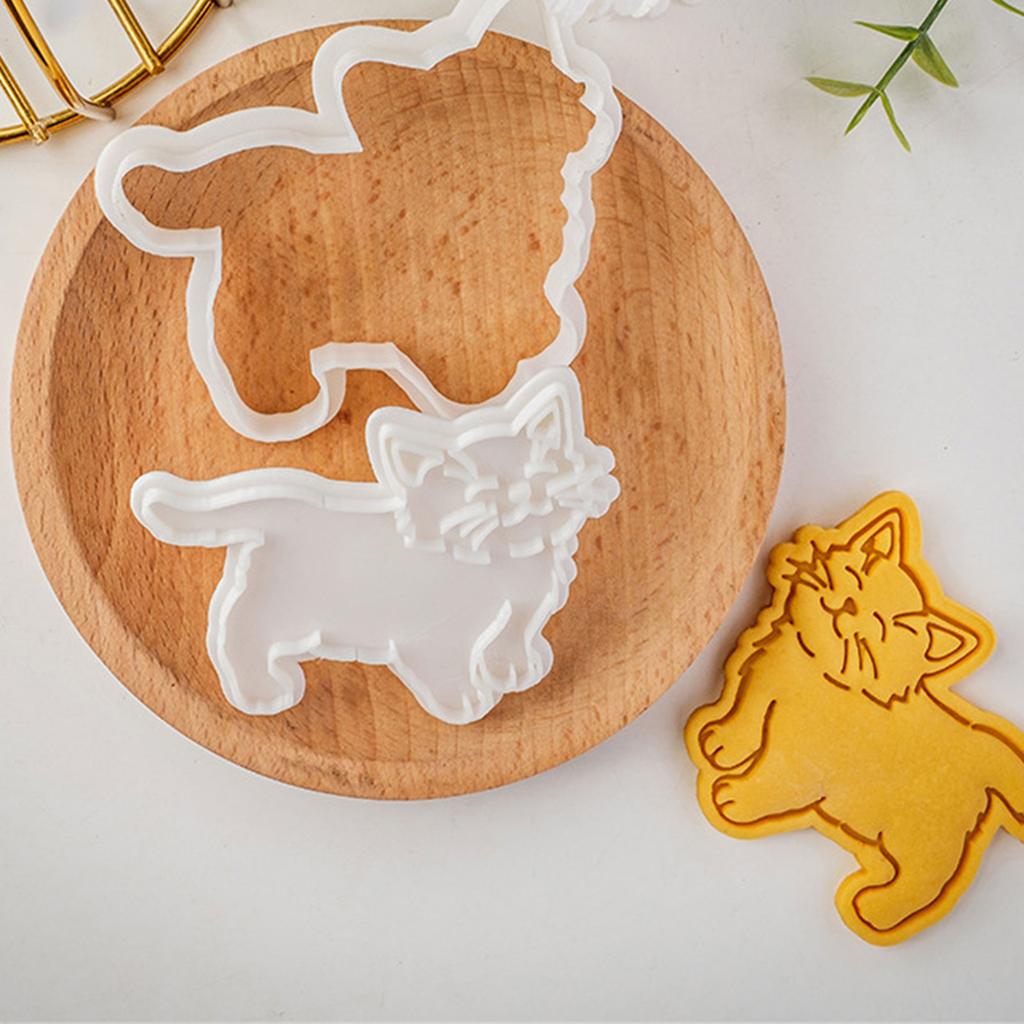 Cute Kitten Shaped Biscuit Molds Adorable Cat Patterned Cookie Stamps Biscuits Mould for Sweet Treat Creations