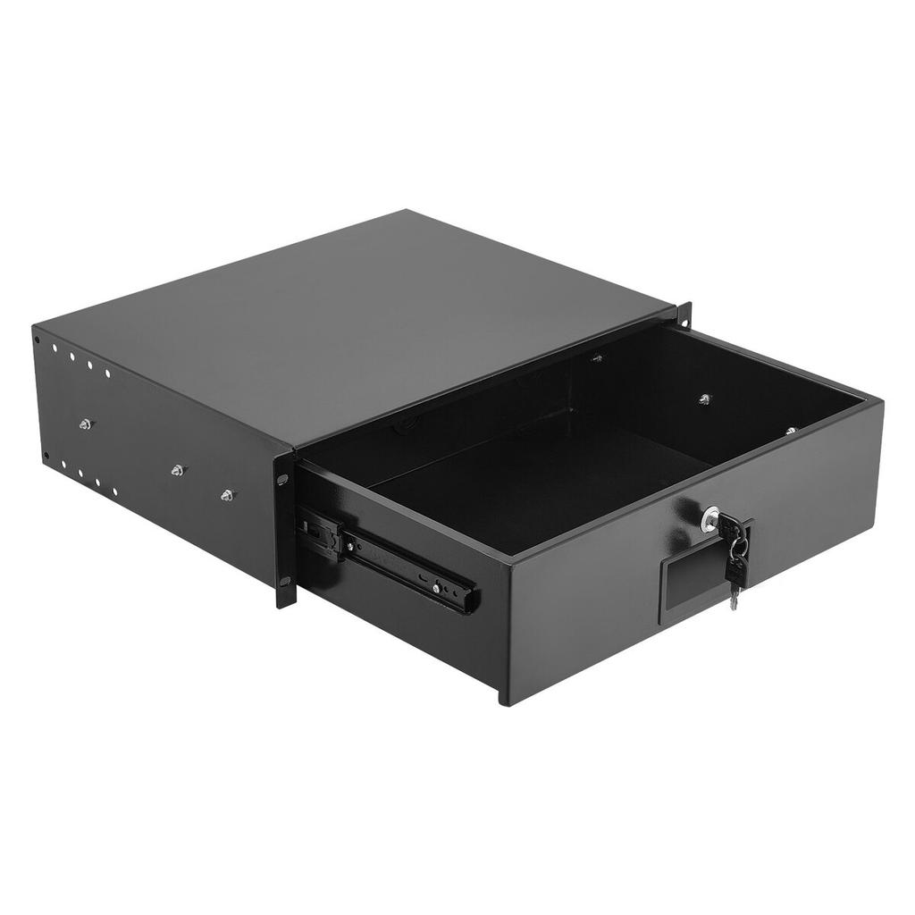 3U Rack Mount Drawer, 22.68 kg Max Load-Bearing, Lockable Server Cabinet Case, Sliding Drawer with Lock and Cable Management Holes, for Network