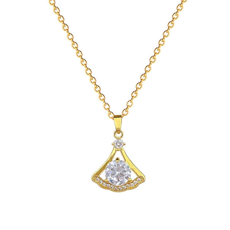 Full Diamond Skirt Personality Fashion Light Luxury Temperament Gorgeous Full Diamond Necklace Female Versatile Collarbone Chain Titanium Steel